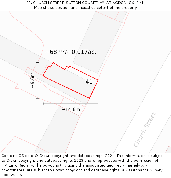 41, CHURCH STREET, SUTTON COURTENAY, ABINGDON, OX14 4NJ: Plot and title map