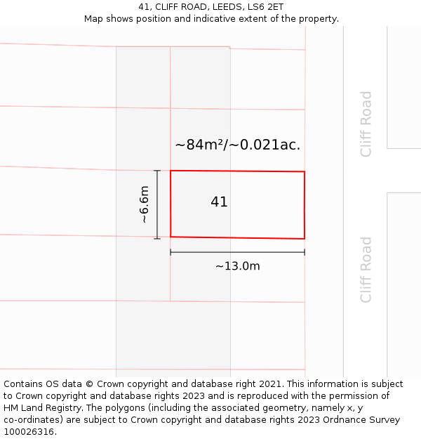 41, CLIFF ROAD, LEEDS, LS6 2ET: Plot and title map