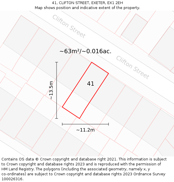 41, CLIFTON STREET, EXETER, EX1 2EH: Plot and title map