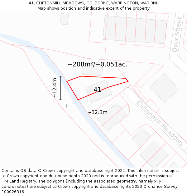41, CLIFTONMILL MEADOWS, GOLBORNE, WARRINGTON, WA3 3NH: Plot and title map