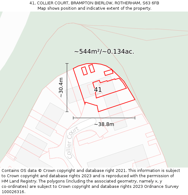 41, COLLIER COURT, BRAMPTON BIERLOW, ROTHERHAM, S63 6FB: Plot and title map