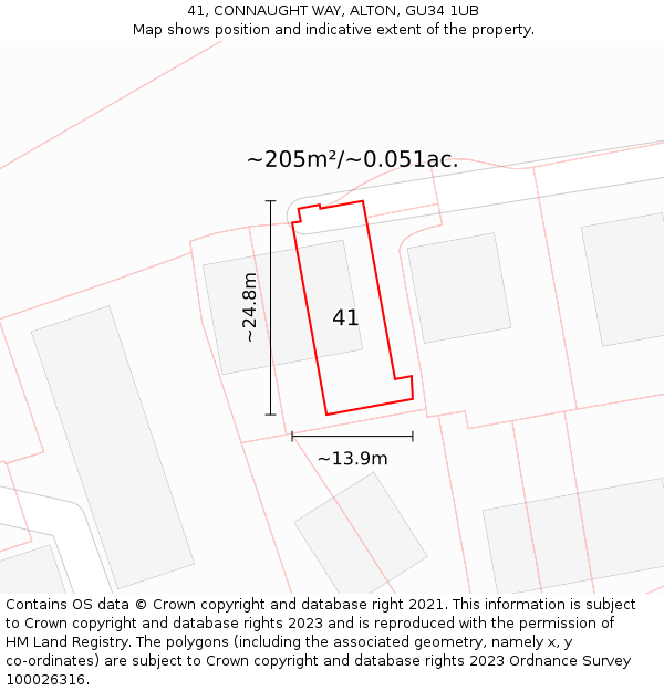 41, CONNAUGHT WAY, ALTON, GU34 1UB: Plot and title map