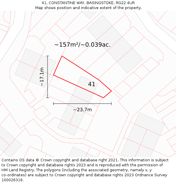41, CONSTANTINE WAY, BASINGSTOKE, RG22 4UR: Plot and title map