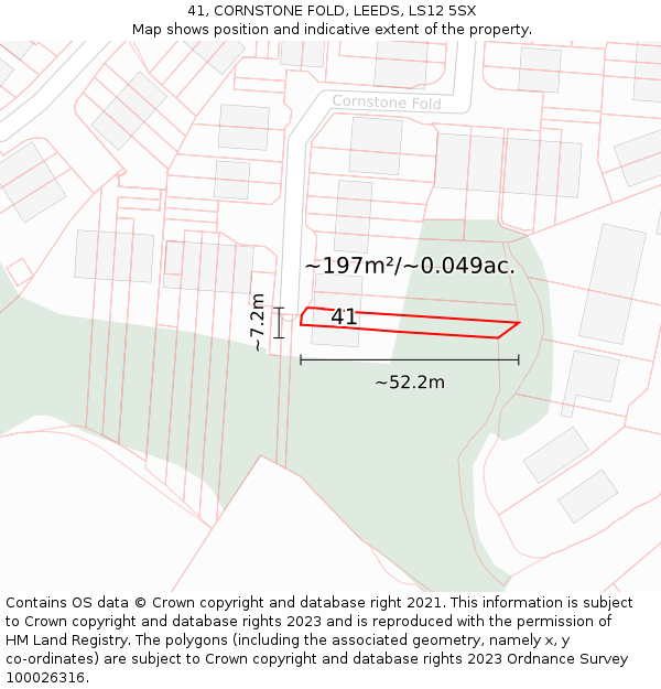 41, CORNSTONE FOLD, LEEDS, LS12 5SX: Plot and title map