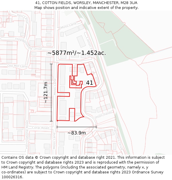 41, COTTON FIELDS, WORSLEY, MANCHESTER, M28 3UA: Plot and title map