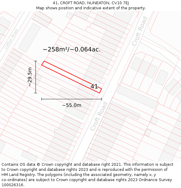 41, CROFT ROAD, NUNEATON, CV10 7EJ: Plot and title map