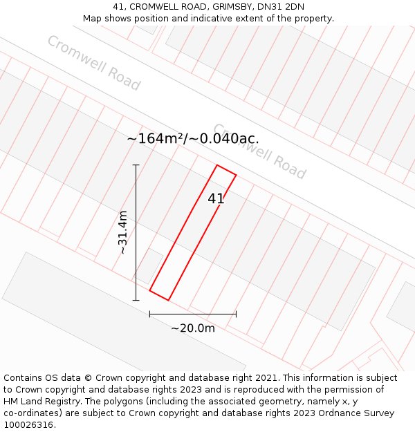 41, CROMWELL ROAD, GRIMSBY, DN31 2DN: Plot and title map
