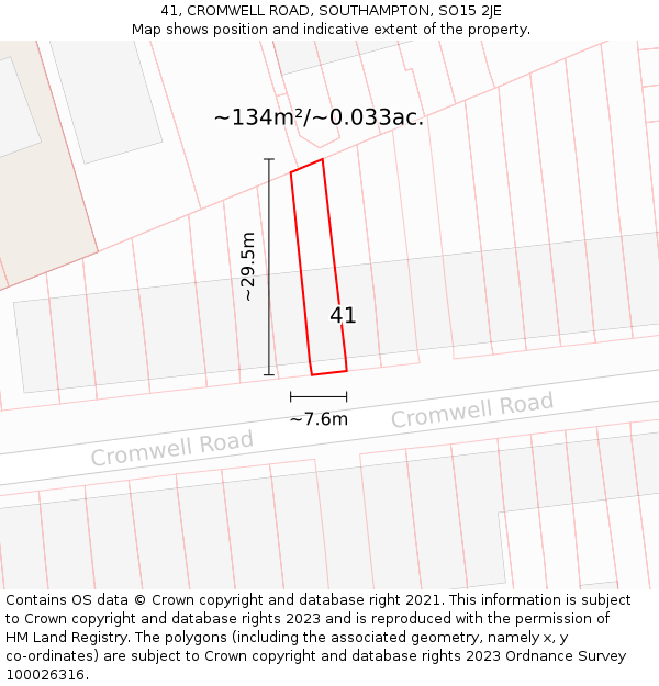 41, CROMWELL ROAD, SOUTHAMPTON, SO15 2JE: Plot and title map