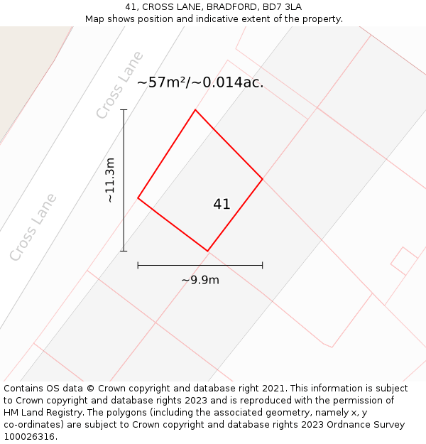41, CROSS LANE, BRADFORD, BD7 3LA: Plot and title map