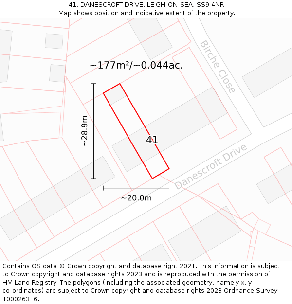 41, DANESCROFT DRIVE, LEIGH-ON-SEA, SS9 4NR: Plot and title map