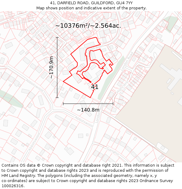 41, DARFIELD ROAD, GUILDFORD, GU4 7YY: Plot and title map