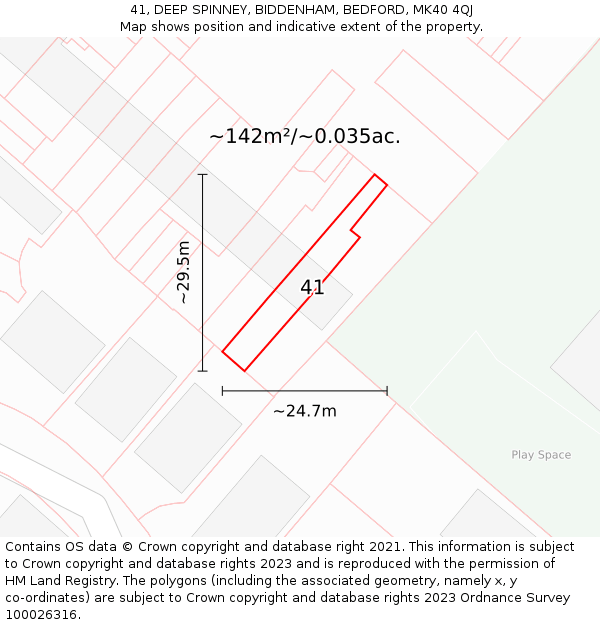 41, DEEP SPINNEY, BIDDENHAM, BEDFORD, MK40 4QJ: Plot and title map