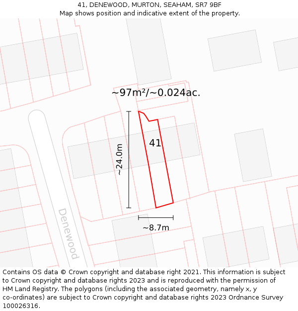 41, DENEWOOD, MURTON, SEAHAM, SR7 9BF: Plot and title map