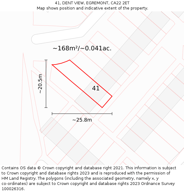 41, DENT VIEW, EGREMONT, CA22 2ET: Plot and title map