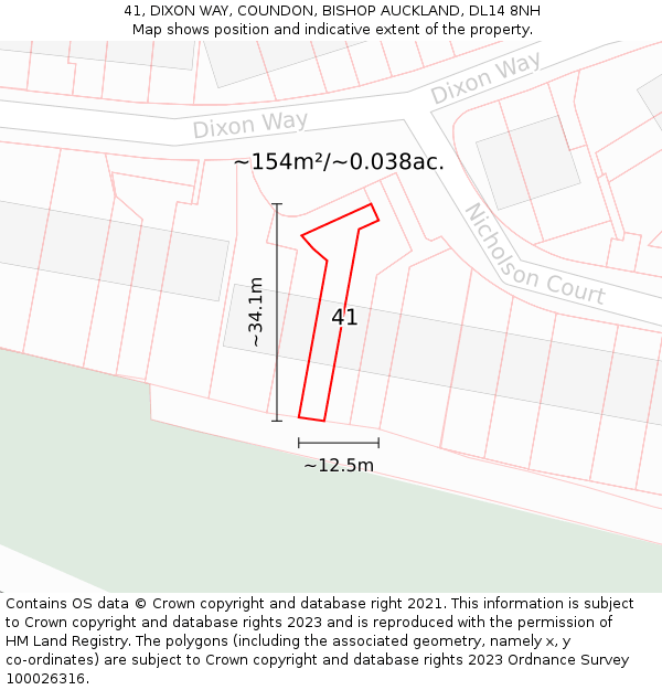 41, DIXON WAY, COUNDON, BISHOP AUCKLAND, DL14 8NH: Plot and title map