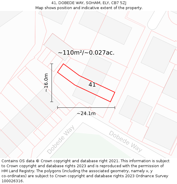 41, DOBEDE WAY, SOHAM, ELY, CB7 5ZJ: Plot and title map