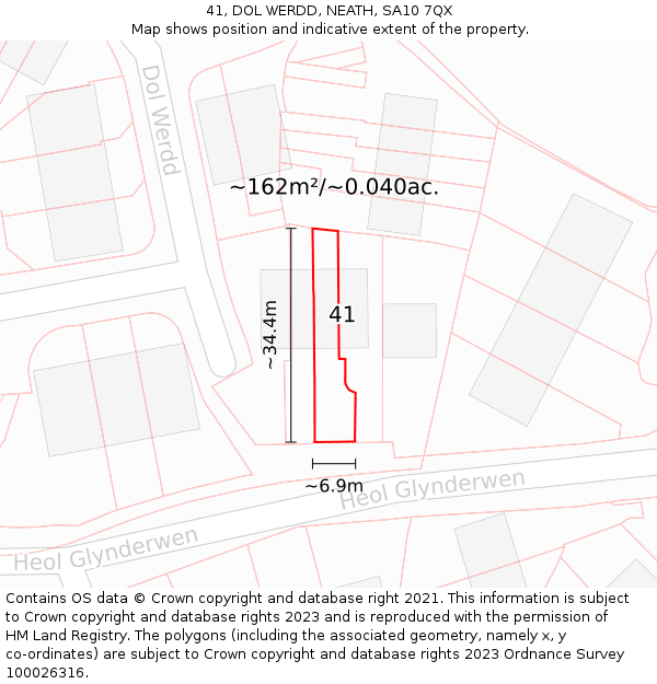 41, DOL WERDD, NEATH, SA10 7QX: Plot and title map