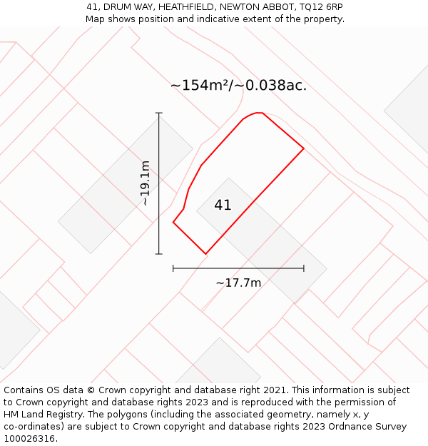 41, DRUM WAY, HEATHFIELD, NEWTON ABBOT, TQ12 6RP: Plot and title map