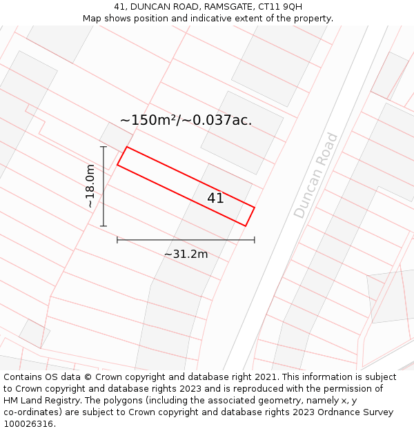 41, DUNCAN ROAD, RAMSGATE, CT11 9QH: Plot and title map