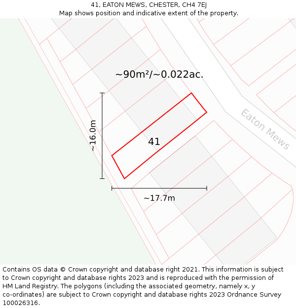 41, EATON MEWS, CHESTER, CH4 7EJ: Plot and title map