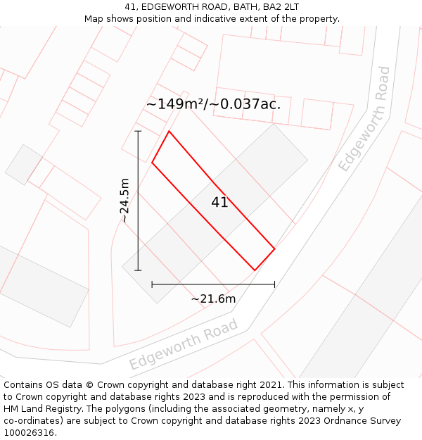 41, EDGEWORTH ROAD, BATH, BA2 2LT: Plot and title map