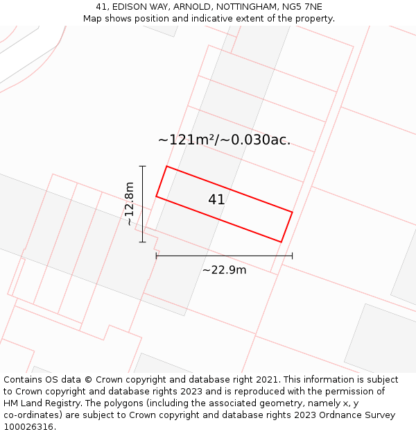41, EDISON WAY, ARNOLD, NOTTINGHAM, NG5 7NE: Plot and title map