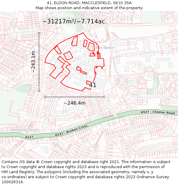 41, ELDON ROAD, MACCLESFIELD, SK10 3SA: Plot and title map