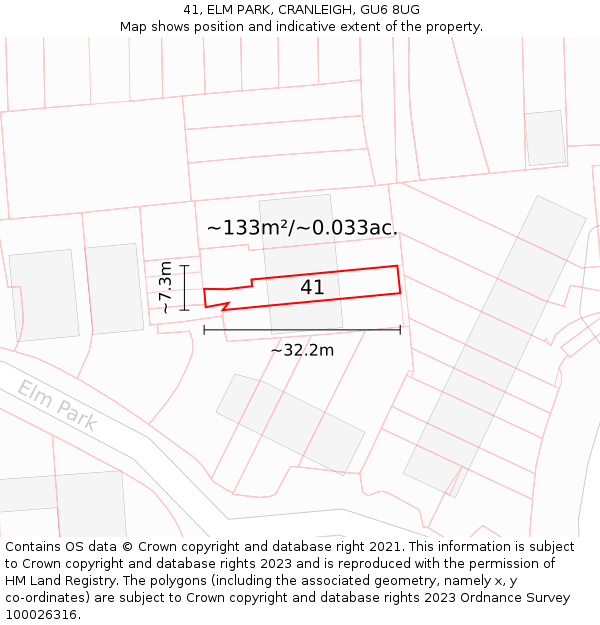 41, ELM PARK, CRANLEIGH, GU6 8UG: Plot and title map