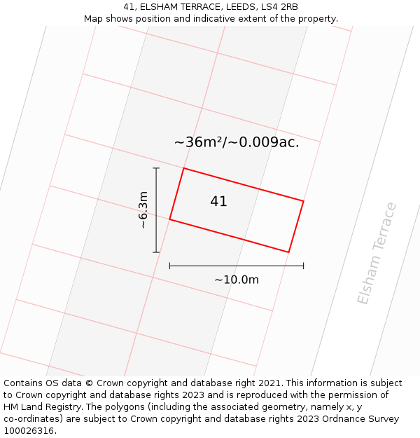 41, ELSHAM TERRACE, LEEDS, LS4 2RB: Plot and title map