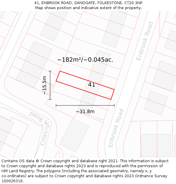 41, ENBROOK ROAD, SANDGATE, FOLKESTONE, CT20 3NP: Plot and title map