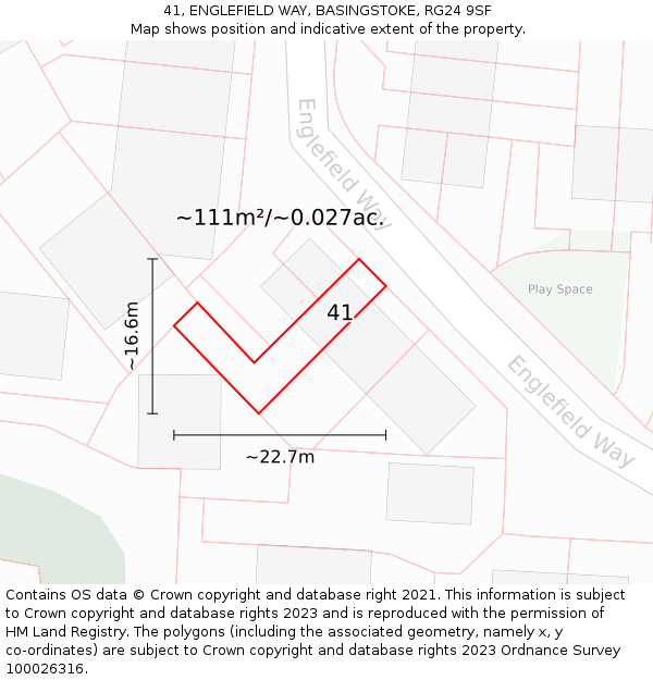 41, ENGLEFIELD WAY, BASINGSTOKE, RG24 9SF: Plot and title map