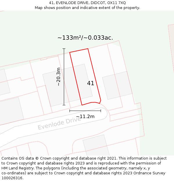 41, EVENLODE DRIVE, DIDCOT, OX11 7XQ: Plot and title map