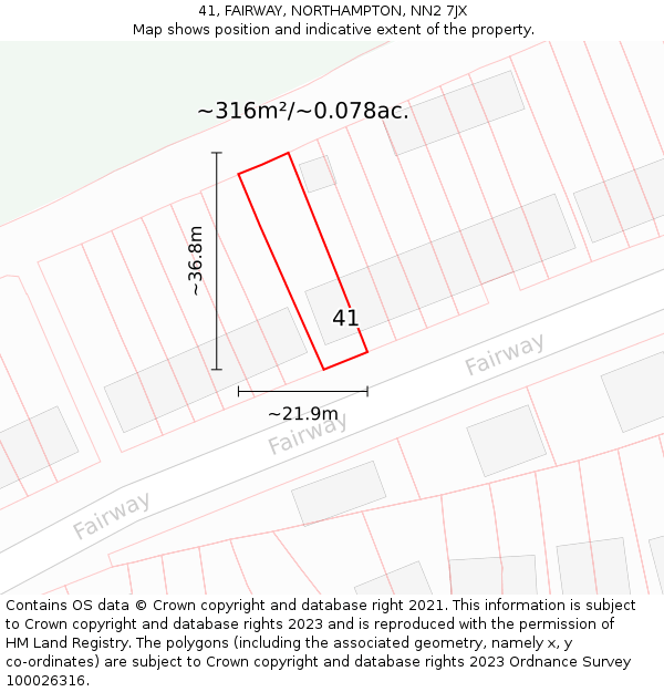 41, FAIRWAY, NORTHAMPTON, NN2 7JX: Plot and title map