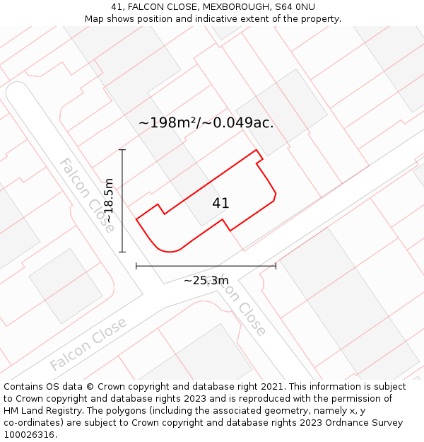 41, FALCON CLOSE, MEXBOROUGH, S64 0NU: Plot and title map