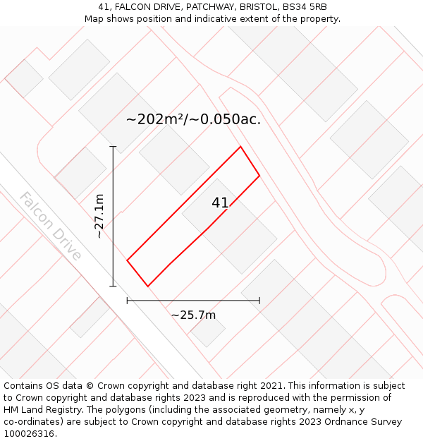 41, FALCON DRIVE, PATCHWAY, BRISTOL, BS34 5RB: Plot and title map