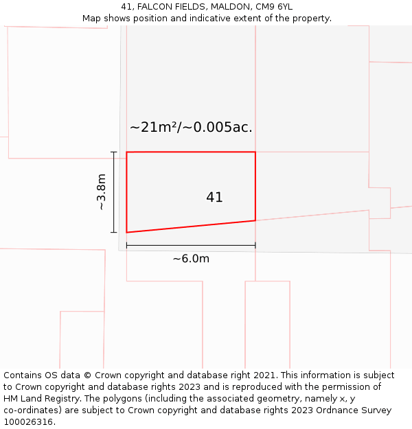 41, FALCON FIELDS, MALDON, CM9 6YL: Plot and title map