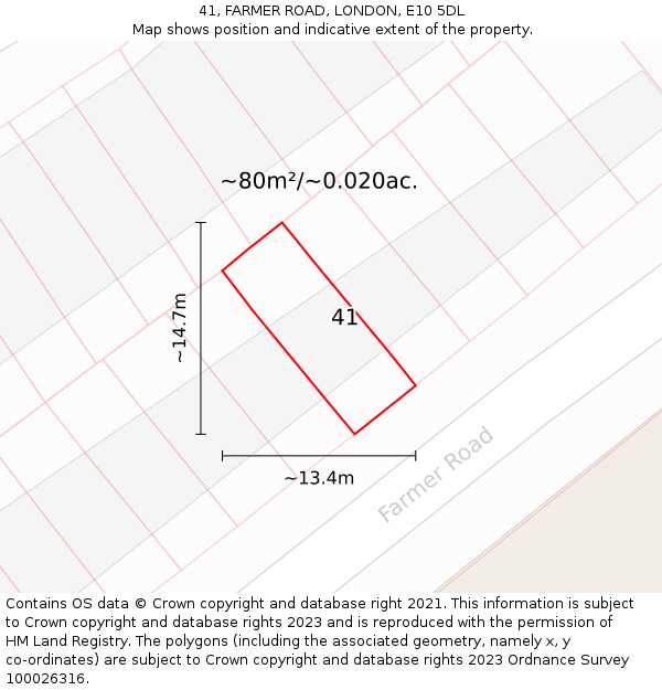 41, FARMER ROAD, LONDON, E10 5DL: Plot and title map