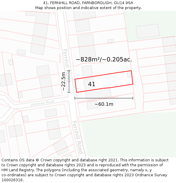 41, FERNHILL ROAD, FARNBOROUGH, GU14 9SA: Plot and title map