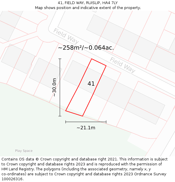 41, FIELD WAY, RUISLIP, HA4 7LY: Plot and title map