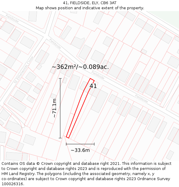 41, FIELDSIDE, ELY, CB6 3AT: Plot and title map