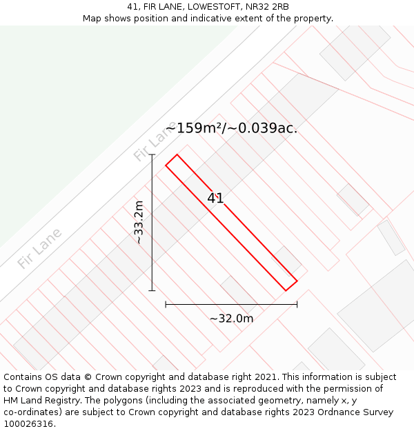 41, FIR LANE, LOWESTOFT, NR32 2RB: Plot and title map