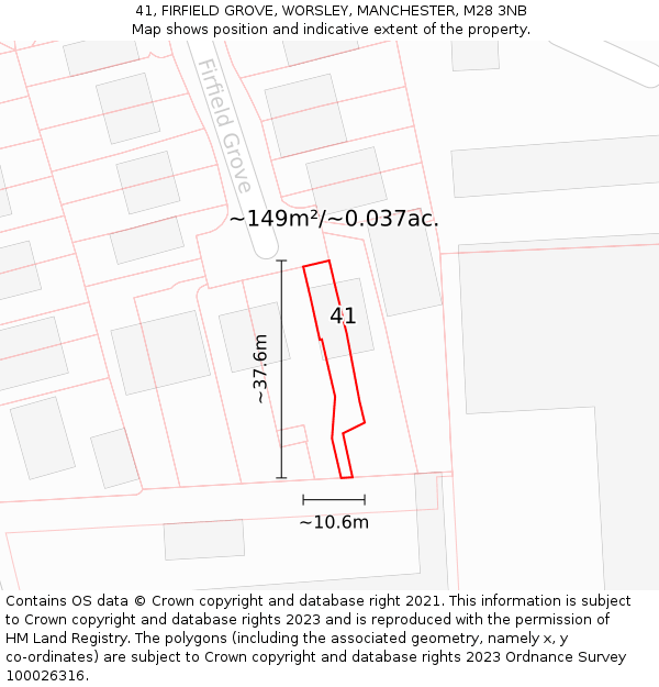 41, FIRFIELD GROVE, WORSLEY, MANCHESTER, M28 3NB: Plot and title map