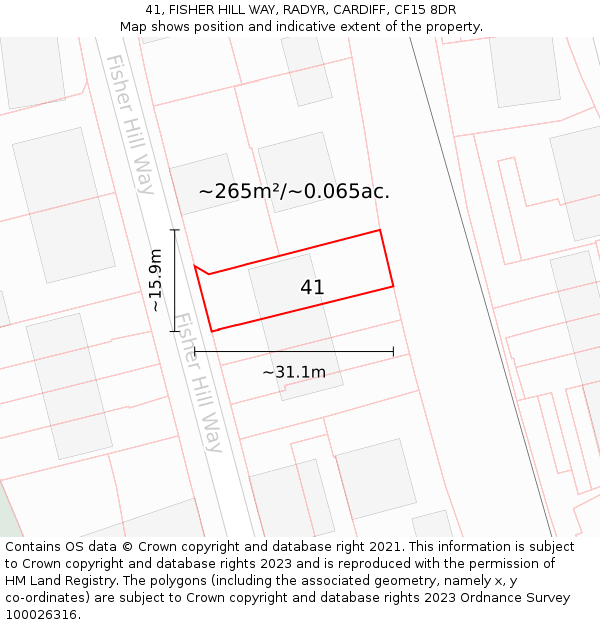 41, FISHER HILL WAY, RADYR, CARDIFF, CF15 8DR: Plot and title map