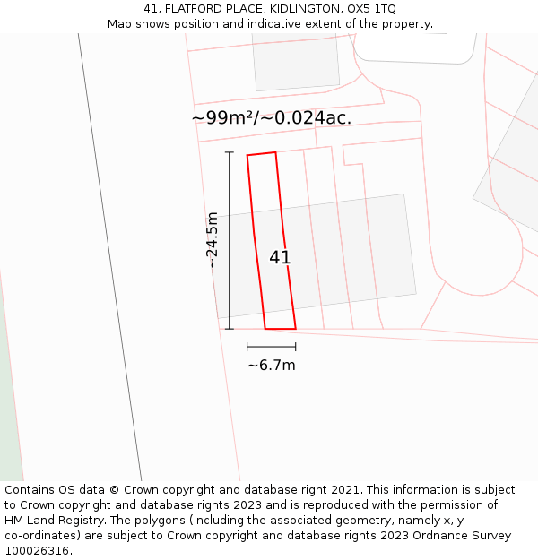 41, FLATFORD PLACE, KIDLINGTON, OX5 1TQ: Plot and title map