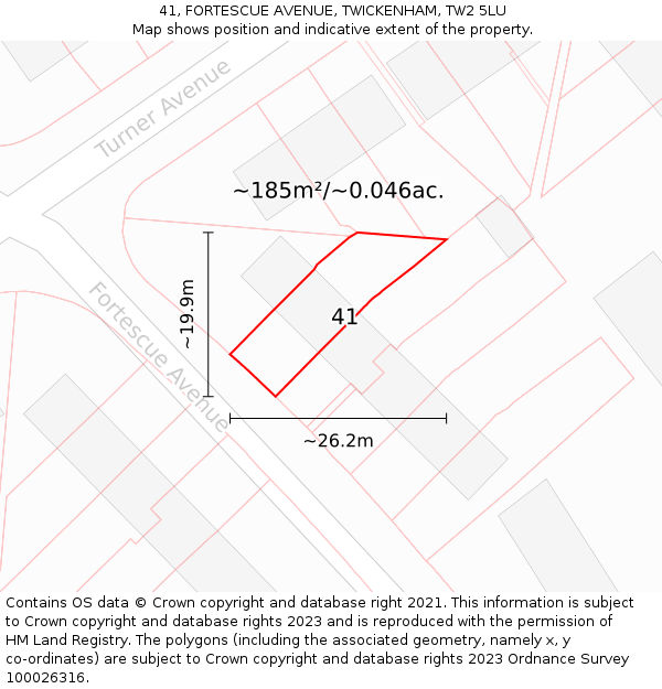 41, FORTESCUE AVENUE, TWICKENHAM, TW2 5LU: Plot and title map
