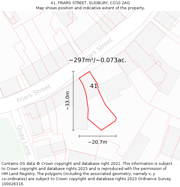 41, FRIARS STREET, SUDBURY, CO10 2AG: Plot and title map