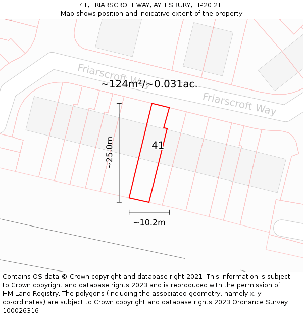 41, FRIARSCROFT WAY, AYLESBURY, HP20 2TE: Plot and title map
