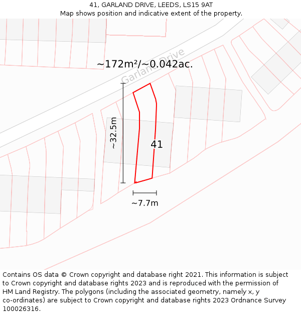 41, GARLAND DRIVE, LEEDS, LS15 9AT: Plot and title map