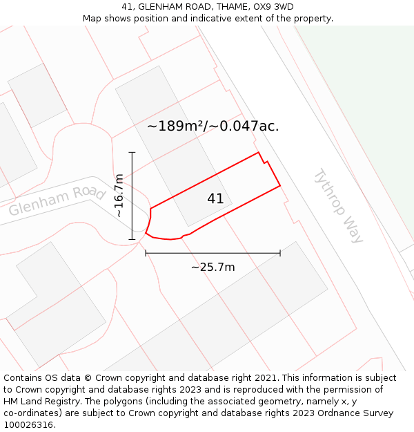41, GLENHAM ROAD, THAME, OX9 3WD: Plot and title map