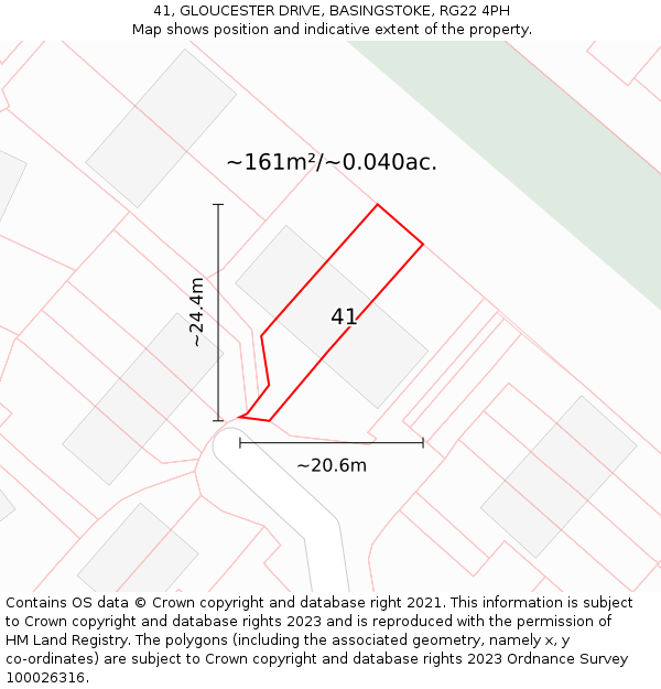 41, GLOUCESTER DRIVE, BASINGSTOKE, RG22 4PH: Plot and title map